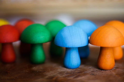 Wooden Color mushroom set of 10
